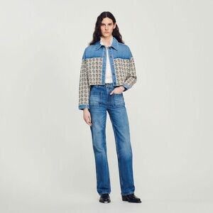 Sandro - Blue Cropped Coatigan for Women